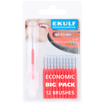 Ekulf hammasväliharja ph ABC 0,5 punainen 12 kpl