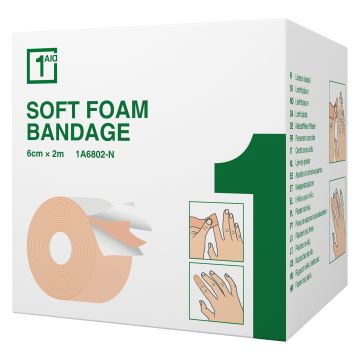 1Aid Soft Foam Laastari Beige 6cm x 2m 1 kpl