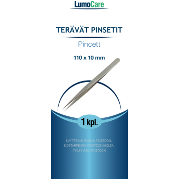 Lumocare terävät pinsetit 10mm x 110mm 1 kpl
