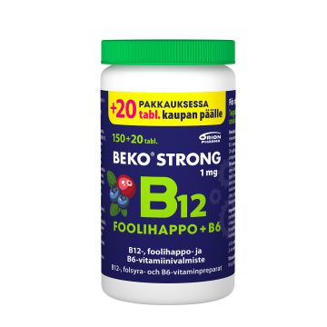 Beko Strong B12+foolihappo+B6 mustikka-karpalo 170 purutabl