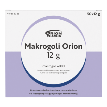 MAKROGOLI ORION jauhe oraaliliuosta varten, annospussi 12 g 50 x 12 g