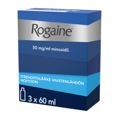ROGAINE liuos iholle 50 mg/ml 2 annostelijaa 3 x 60 ml